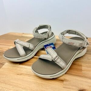 Skechers Women Arch Fit Contour Step Sport Sandals Tan Adjustable Straps Size 10